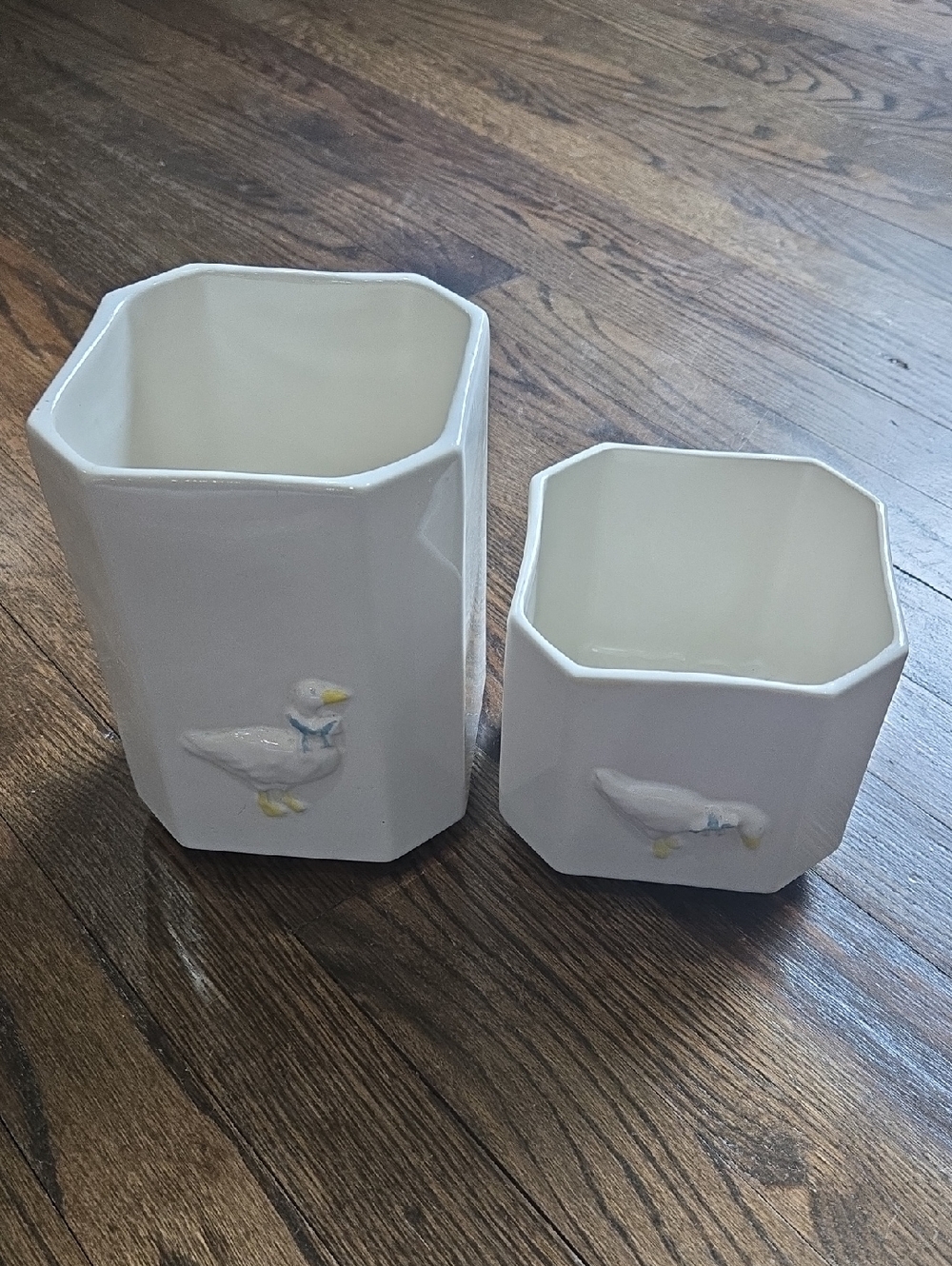 Set Of 2 Vintage McCoy Goose Ceramic Canisters